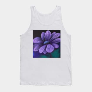 aesthetic spring flower painting  rain drops purple daisy flower Tank Top